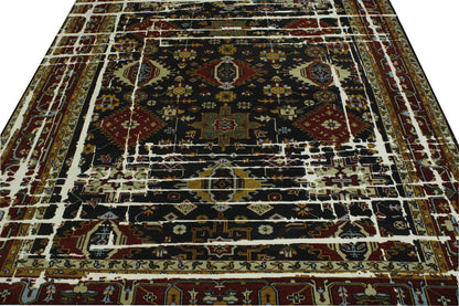 Multi-Color & Rust Transitional Kazak Broken Design rug in room setting