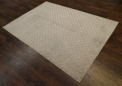 Modern Plain Carved Design Hand-Loom 5'0"x7'0" Hand-loom Rug -w863