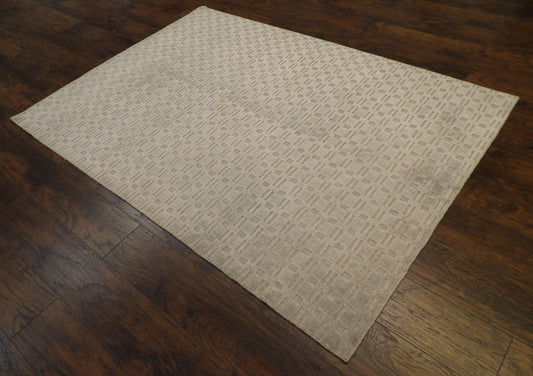 Modern Plain Carved Design Hand-Loom 5'0"x7'0" Hand-loom Rug -w863