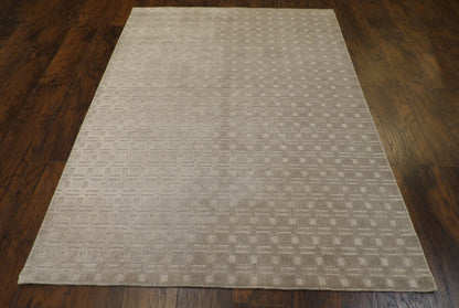 Modern Plain Carved Design Hand-Loom 5'0"x7'0" Hand-loom Rug -w863