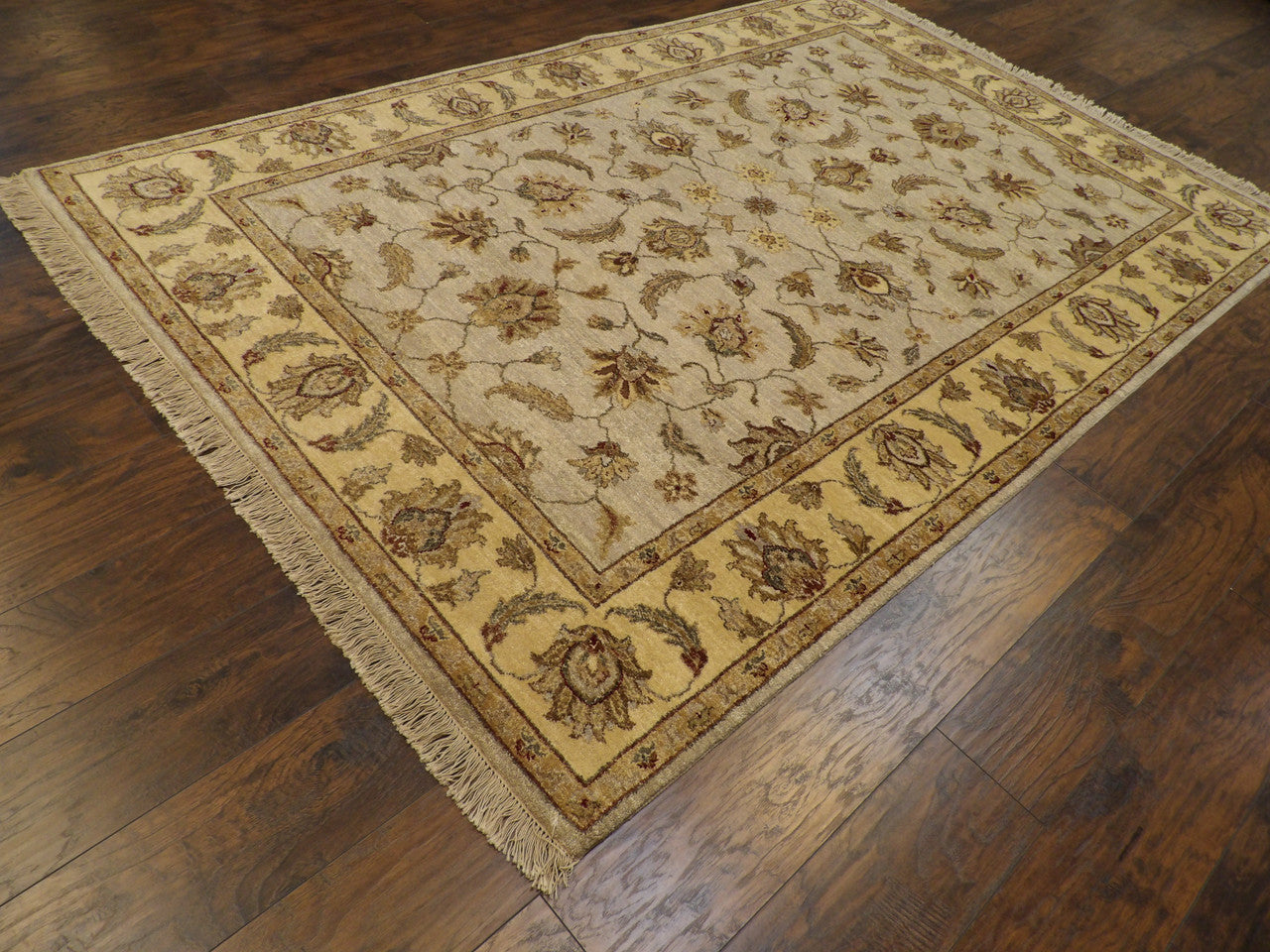 Blue 6'0" x 9'0" Indo Oushak Chobie Vege Dye Hand knotted Wool Rug - Sku: W882