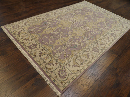 Turk Oushak Vege Dye White Wash Hand knotted Rug 5'10" x 9'0" -  W11173