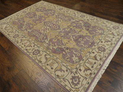 Turk Oushak Vege Dye White Wash Hand knotted Rug 5'10" x 9'0" -  W11173