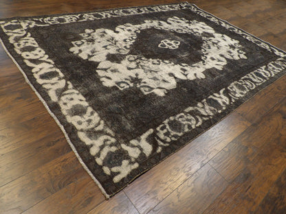 Overdye Vintage Persian Rug Shaved White Wash 7'10"x10'0" Hand-knotted Rug -w1003