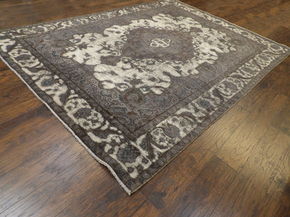 Overdye Vintage Persian Rug Shaved White Wash 7'10"x10'0" Hand-knotted Rug -w1003