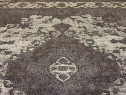 Overdye Vintage Persian Rug Shaved White Wash 7'10"x10'0" Hand-knotted Rug -w1003
