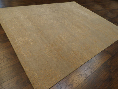 Oxidized Abstract Wool/Silk Damask Design Hand-knotted Rug 8'0" x 10'0" - W1060