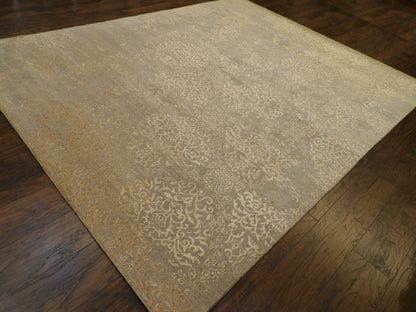 Oxidized Abstract Wool/Silk Damask Design Hand-knotted Rug 8'0" x 10'0" - W1060