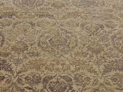 Transitional Abstract Silk Oxidized Damask Design 8'0"x10'0" Hand-knotted Rug -w1068