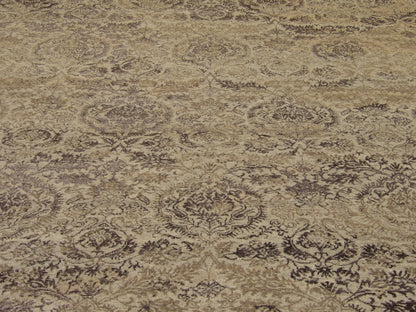 Transitional Abstract Silk Oxidized Damask Design 8'0"x10'0" Hand-knotted Rug -w1068