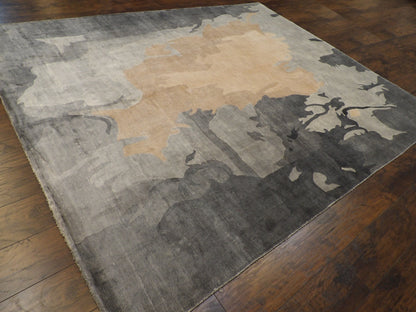 Modern Abstract Bamboo Marble Design 8'0"x10'0" Hand-knotted Rug -w1071
