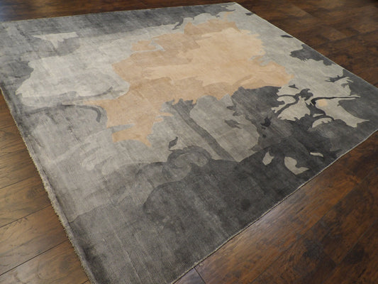 Modern Abstract Bamboo Marble Design 8'0"x10'0" Hand-knotted Rug -w1071