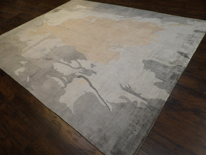 Modern Abstract Bamboo Marble Design 8'0"x10'0" Hand-knotted Rug -w1071