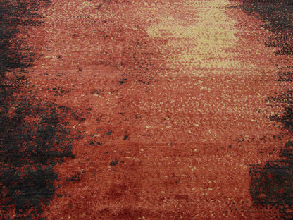Modern Abstract Night Fire Design 8'0"x10'0" Hand-knotted Rug -w11180