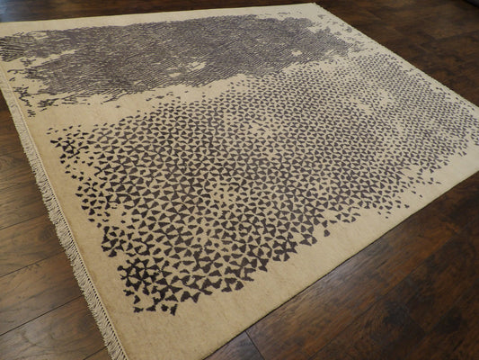 Modern Broken Net Design 8'0"x10'0" Hand-knotted Rug -w11150