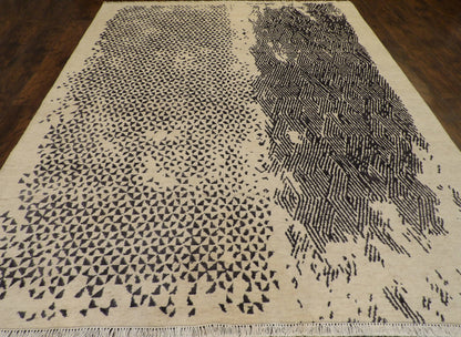 Modern Broken Net Design 8'0"x10'0" Hand-knotted Rug -w11150