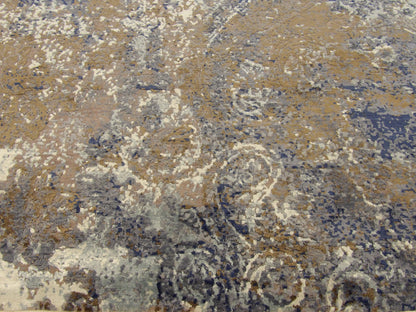 Transitional Abstract Silk Oxidized Damask Design 8'0"x10'0" Hand-knotted Rug -w11184