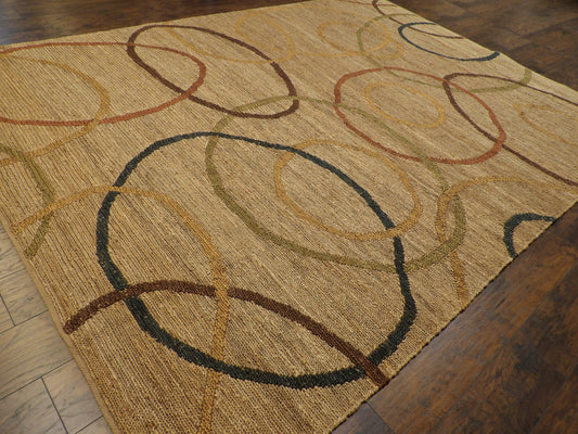 Natural Jute Modern Indoor/Outdoor Rug 9'0"x12'0" Hand-knotted Rug -w1072