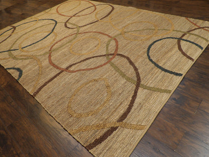Natural Jute Modern Indoor/Outdoor Rug 9'0"x12'0" Hand-knotted Rug -w1072