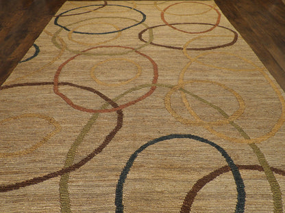 Natural Jute Modern Indoor/Outdoor Rug 9'0"x12'0" Hand-knotted Rug -w1072