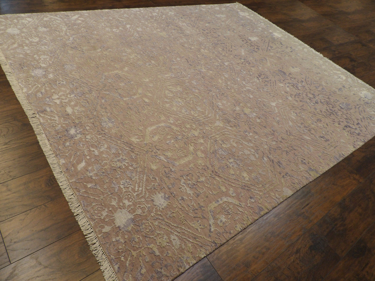 Transitional Ikat Design Carved High Low 8'0"x10'0" Hand-knotted Rug -w11158