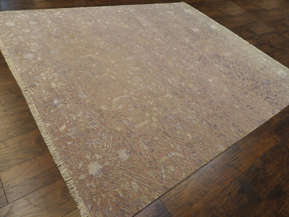 Transitional Ikat Design Carved High Low 8'0"x10'0" Hand-knotted Rug -w11158