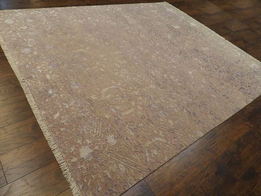 Transitional Ikat Design Carved High Low 8'0"x10'0" Hand-knotted Rug -w11158