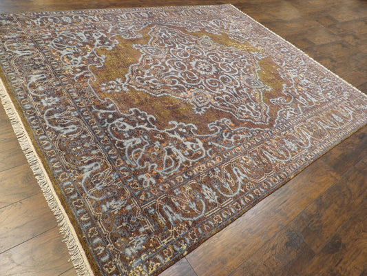 Colorful Persian Design High-Low Broken 8'0"x10'0" Hand-knotted Rug -w11169
