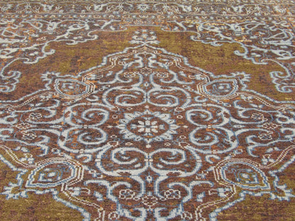 Colorful Persian Design High-Low Broken 8'0"x10'0" Hand-knotted Rug -w11169