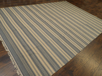 Coastal Flat-Weave Indoor/Outdoor Beach Rug 9'0"x12'0" Hand-knotted Rug -w1074