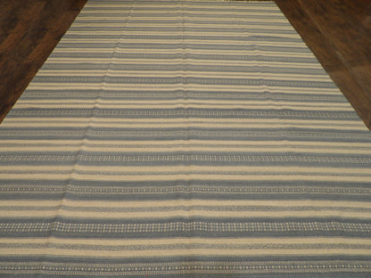 Coastal Flat-Weave Indoor/Outdoor Beach Rug 9'0"x12'0" Hand-knotted Rug -w1074