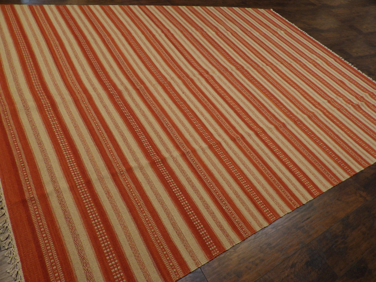 Coastal Flat-Weave Indoor/Outdoor Beach Rug 9'0"x12'0" Hand-knotted Rug -w10760