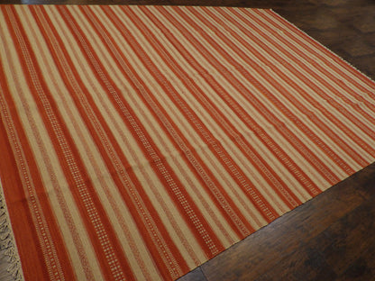 Coastal Flat-Weave Indoor/Outdoor Beach Rug 9'0"x12'0" Hand-knotted Rug -w10760