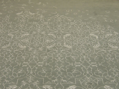 Transitional Abstract Broken Design 8'0"x10'0" Hand-knotted Rug -w1077