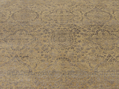 Transitional Abstract Silk Oxidized Damask Design 8'0"x10'0" Hand-knotted Rug -w1079