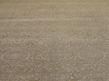 Transitional Abstract Silk Oxidized Damask Design 8'0"x10'0" Hand-knotted Rug -w1079