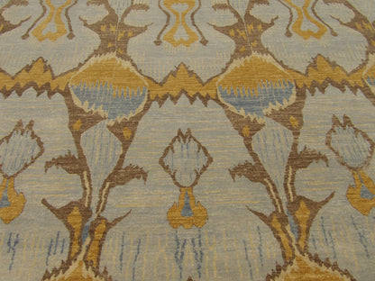 Transitional Ikat Design 8'0"x10'0" Hand-knotted Rug -w1081