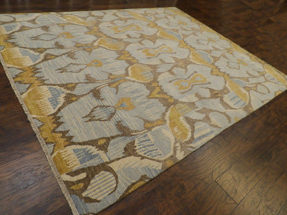 Transitional Ikat Design 8'0"x10'0" Hand-knotted Rug -w1081