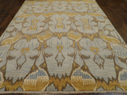 Transitional Ikat Design 8'0"x10'0" Hand-knotted Rug -w1081