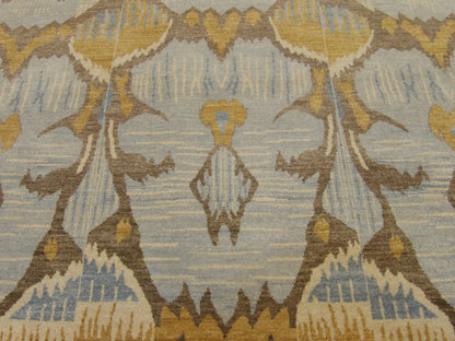 Transitional Ikat Design 8'0"x10'0" Hand-knotted Rug -w1081
