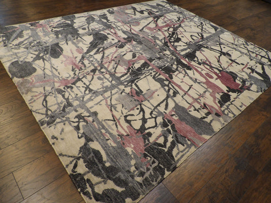 Modern Oxidized Abstract Design 8'0"x10'0" Hand-knotted Rug -w11064