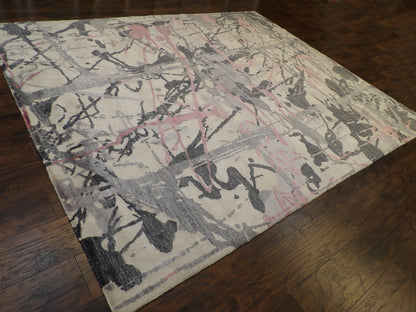 Modern Oxidized Abstract Design 8'0"x10'0" Hand-knotted Rug -w11064