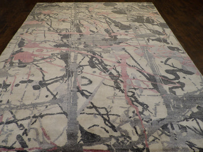 Modern Oxidized Abstract Design 8'0"x10'0" Hand-knotted Rug -w11064