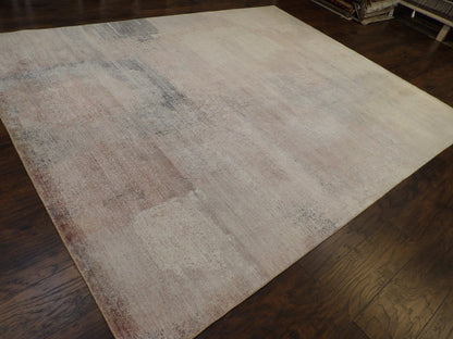 Transitional Abstract Silk Oxidized Mosaic Design 8'0"x10'0" Hand-knotted Rug -w11048