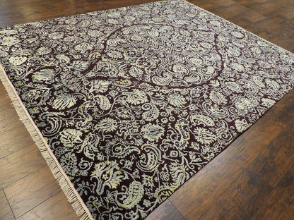 Colorful Persian Design High-Low 8'0"x10'0" Hand-knotted Rug -w11178