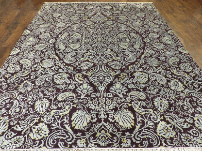 Colorful Persian Design High-Low 8'0"x10'0" Hand-knotted Rug -w11178