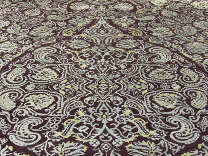 Colorful Persian Design High-Low 8'0"x10'0" Hand-knotted Rug -w11178