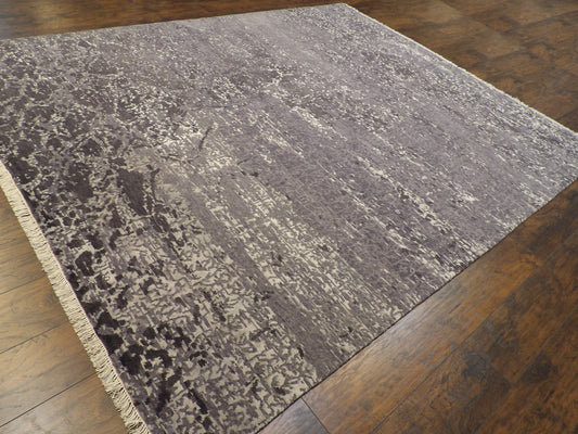 Modern Oxidized Broken Mosaic Design Carved 8'0"x10'0" Hand-knotted Rug -w11159