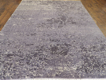 Modern Oxidized Broken Mosaic Design Carved 8'0"x10'0" Hand-knotted Rug -w11159