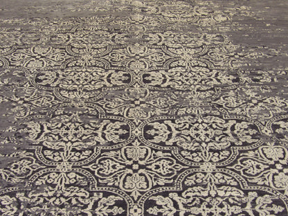 Modern Oxidized Broken Mosaic Design Carved 8'0"x10'0" Hand-knotted Rug -w11151